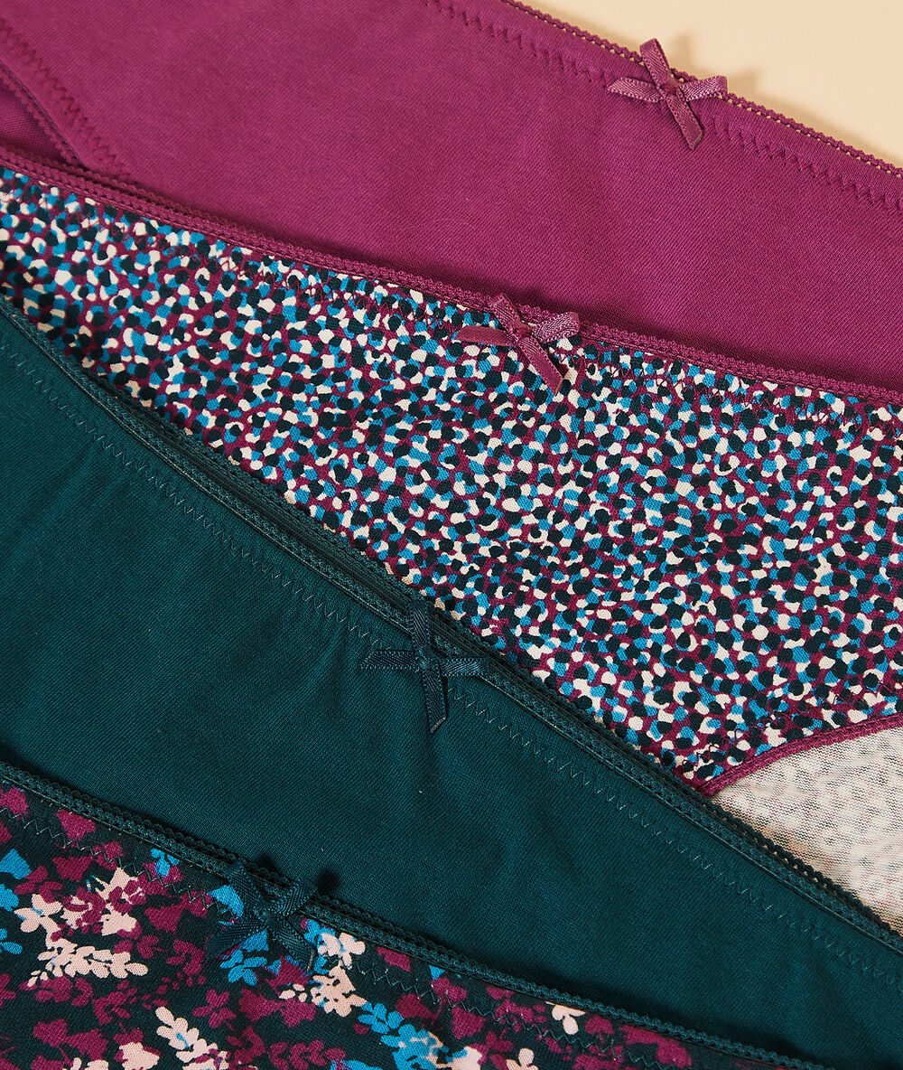 Lot de 4 culottes imprimées prune.