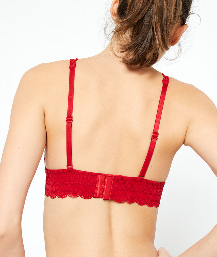 Soutien-gorge n°8 - triangle sans armatures, pads amovibles rouge.