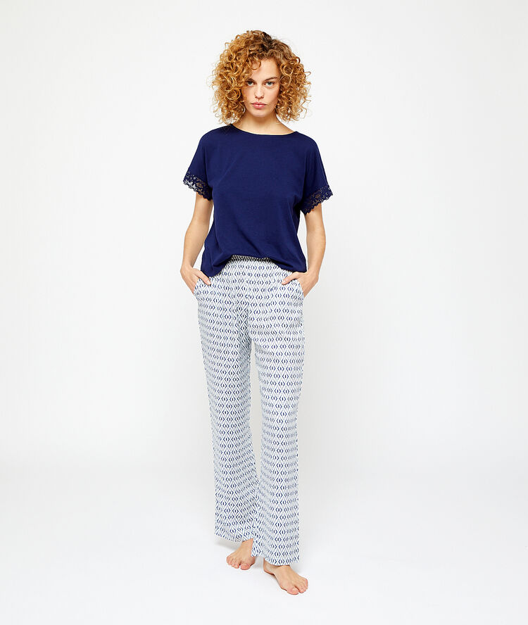 Pantalon imprimé ecru.