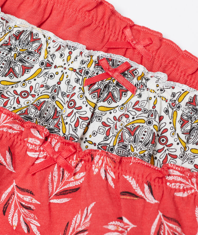 Lot de 3 culottes en coton rouge.