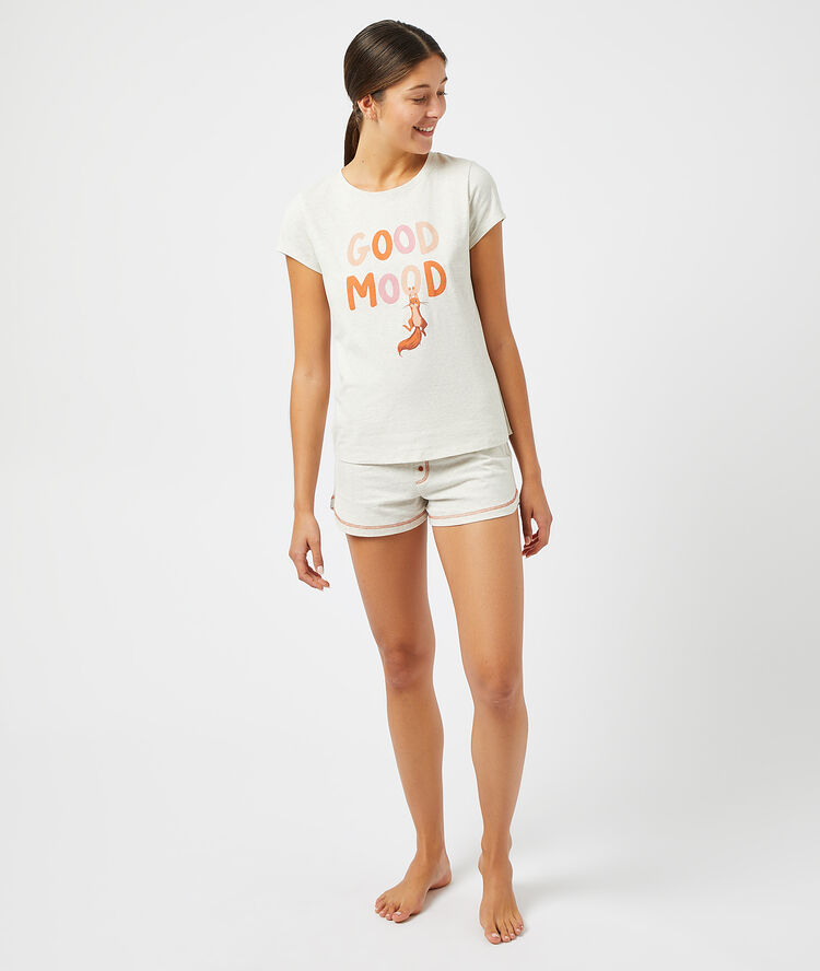 T-shirt "good mood" beige.