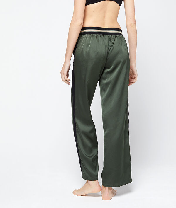 Pantalon satiné bandes contrastantes Pantalon satiné bandes contrastantes