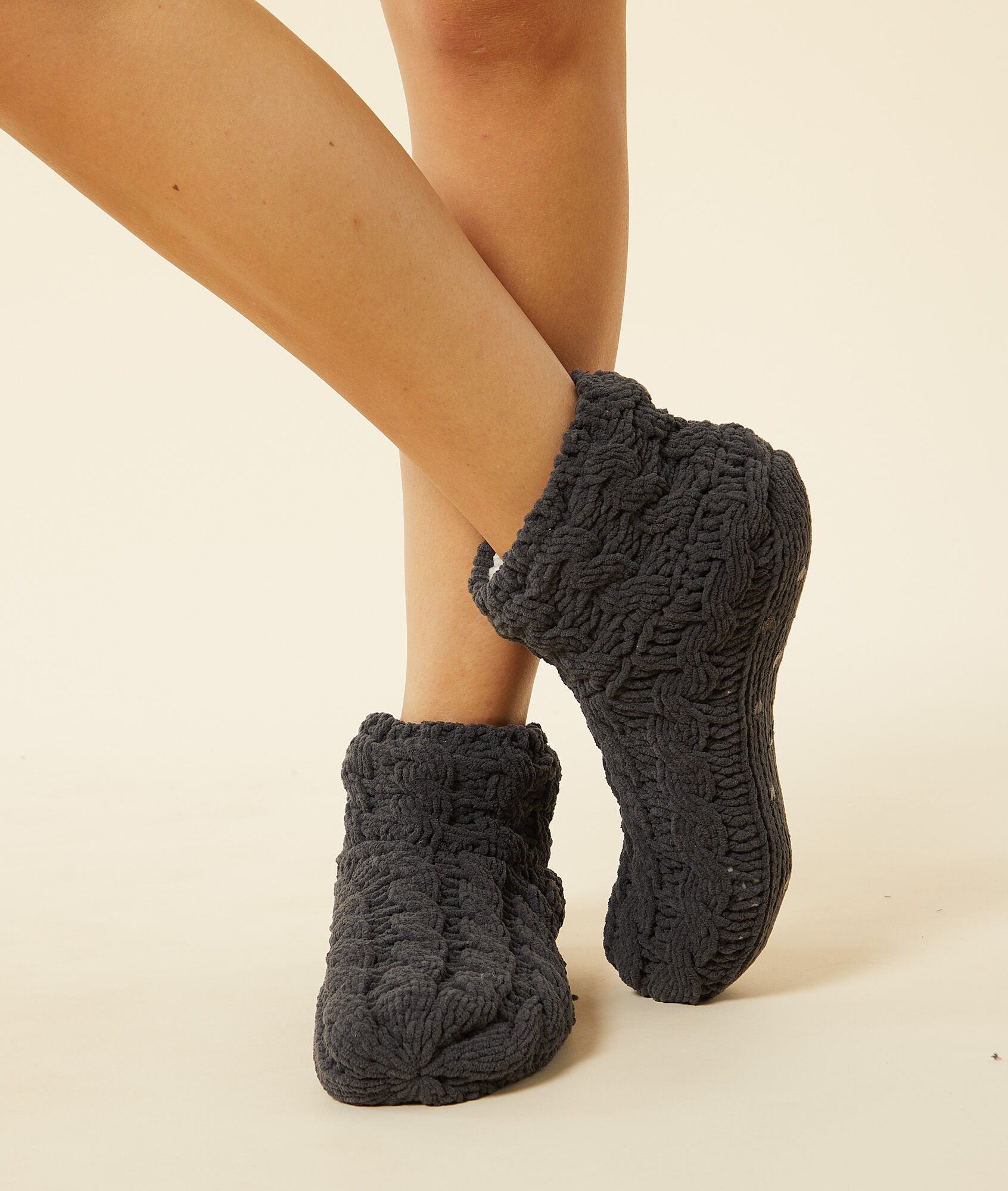 Chaussettes antidérapantes maille torsadée - Charly - 38/39 - Gris - Femme - Etam