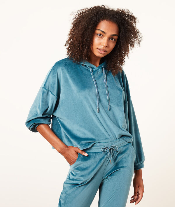 Sweat à capuche en velours Sweat à capuche en velours;${refinementColor}