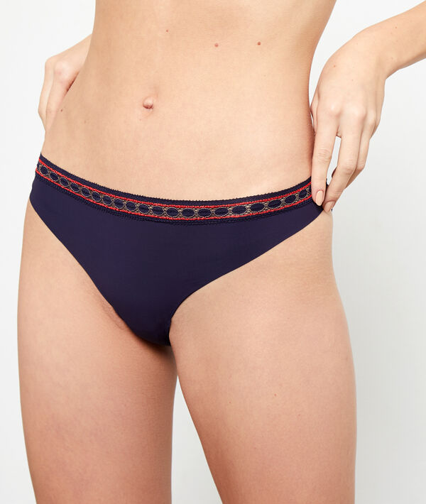 Slip en microfibre et dentelle Slip en microfibre et dentelle;${refinementColor}