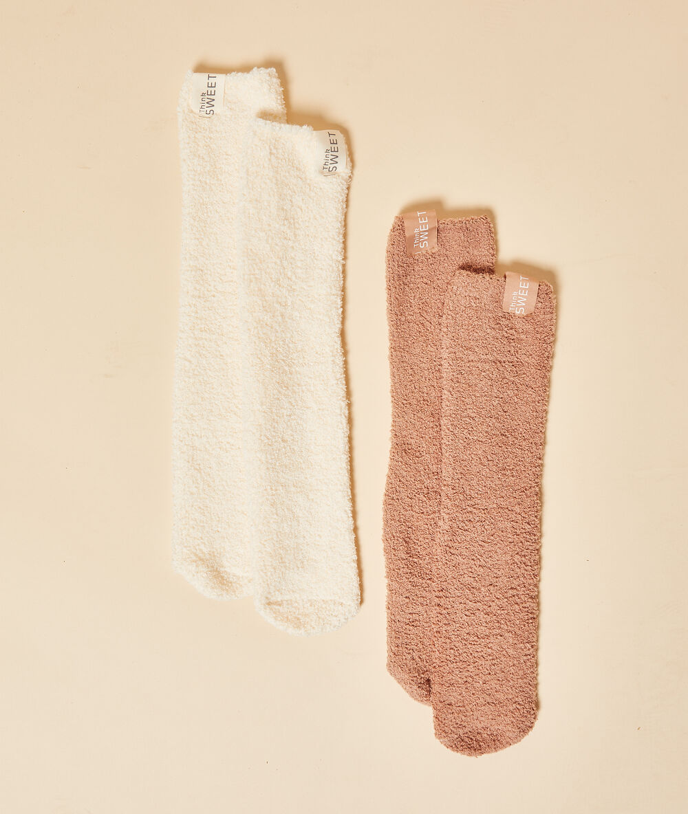 Lot de chaussettes cocooning brique roux.