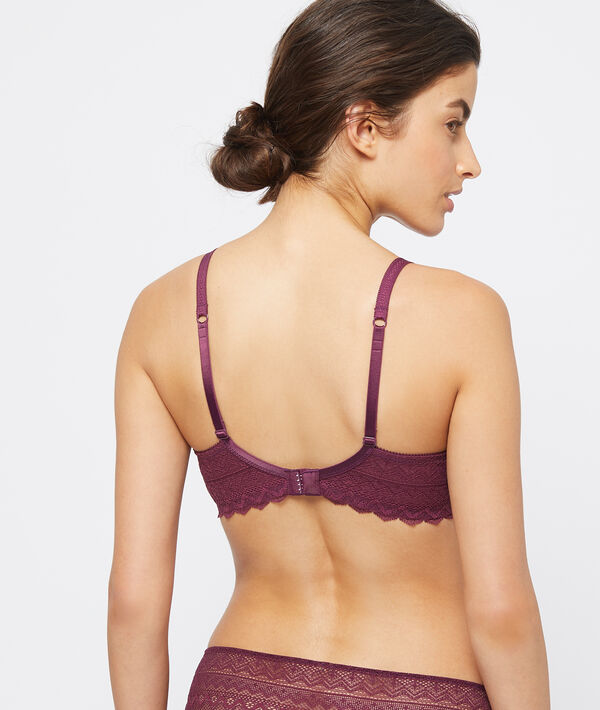 Soutien-gorge n°4 - ampliforme light en dentelle géométrique prune.
