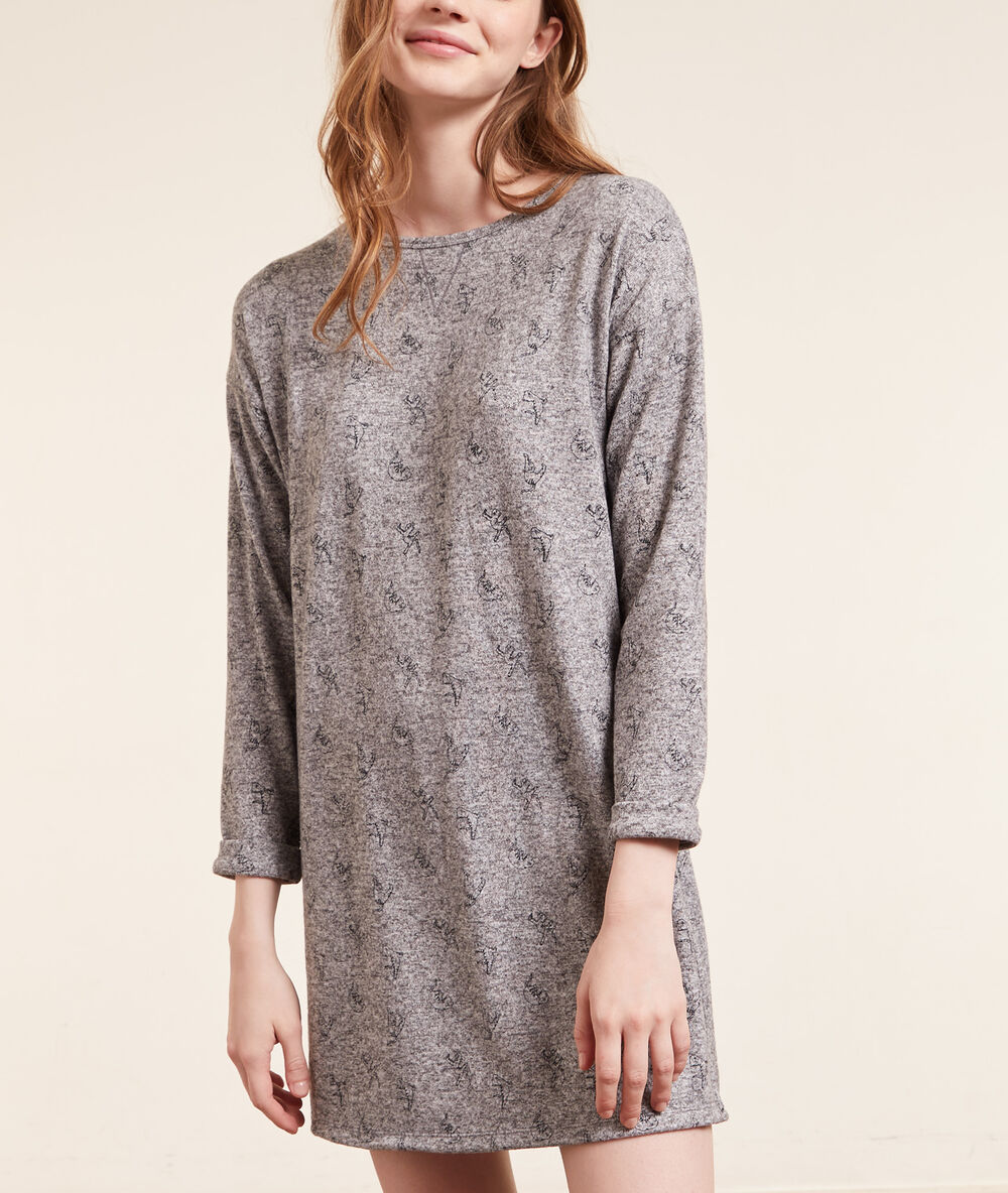 Chemise de nuit manches longues gris.
