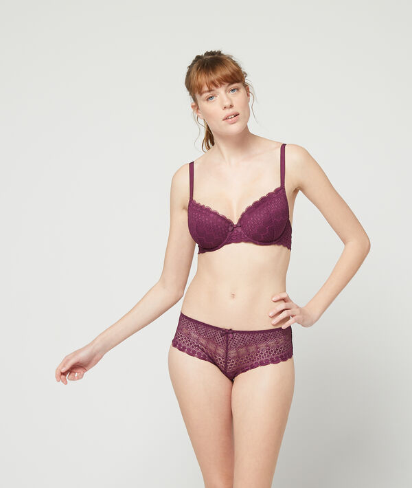 Soutien-gorge n°4 - ampliforme light en dentelle prune.
