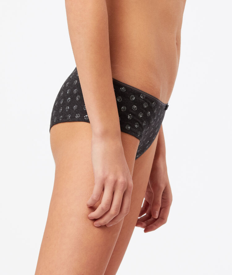 Shorty en coton, imprimé coquillages anthracite.