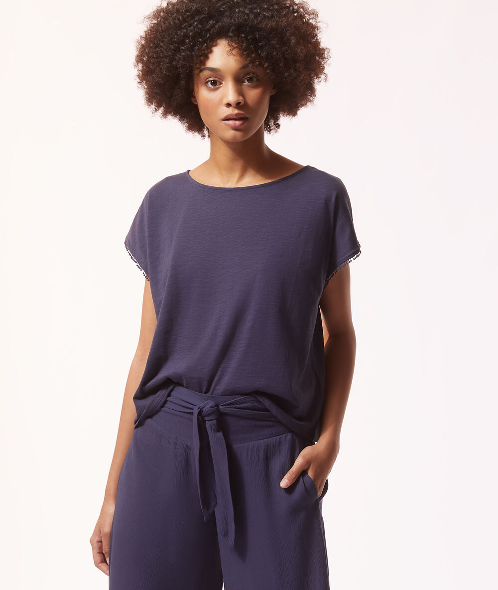 Top manches courtes indigo.