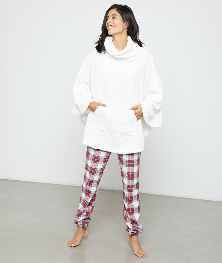 Poncho doublé ecru.