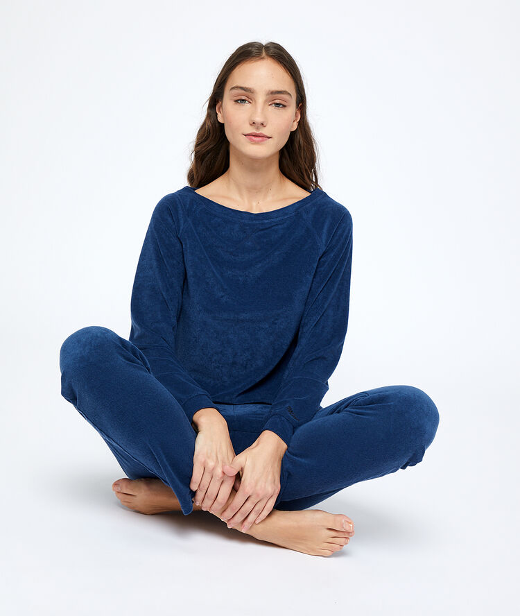 Top manches longues loungewear indigo.