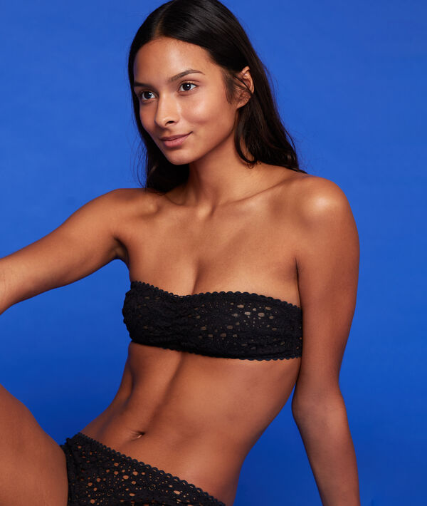 Bandeau en dentelle matérielle noir.