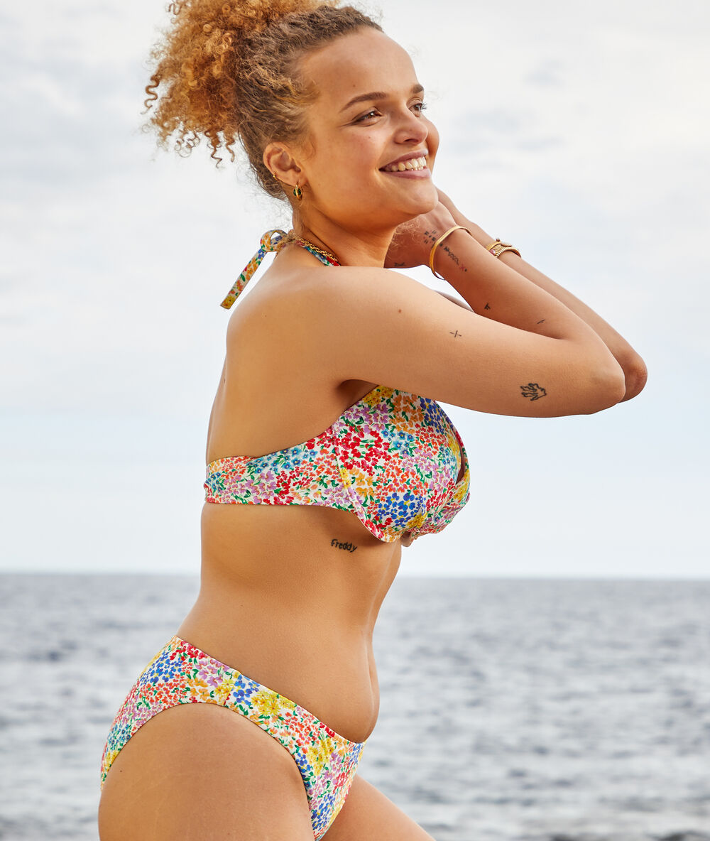 Soutien-gorge à coques fines noué maillot de bain multicolore.