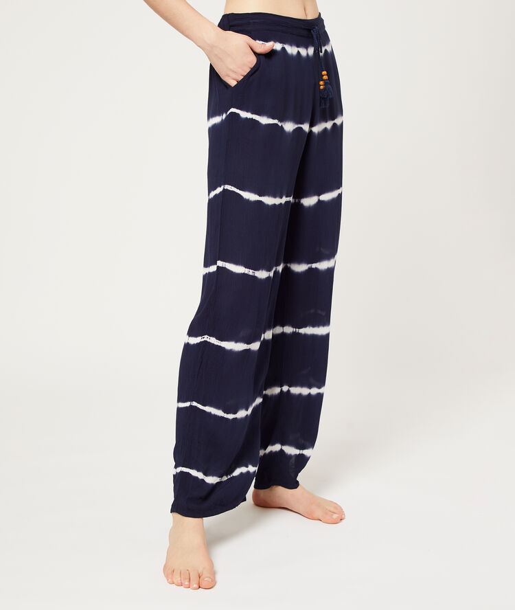 Pantalon à rayures marine.