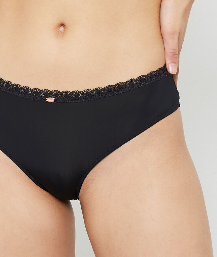 Hipster dentelle et microfibre noir.