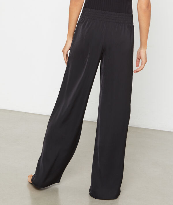 Pantalon satiné large ceinture élastiquée Pantalon satiné large ceinture élastiquée