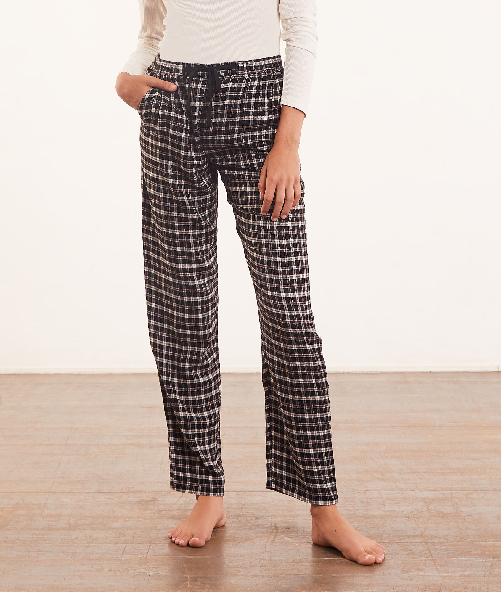 Pantalon de pyjama à carreaux - Tom - XS - Noir - Femme - Etam