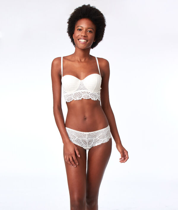 Bandeau à coques fines en dentelle ecru.