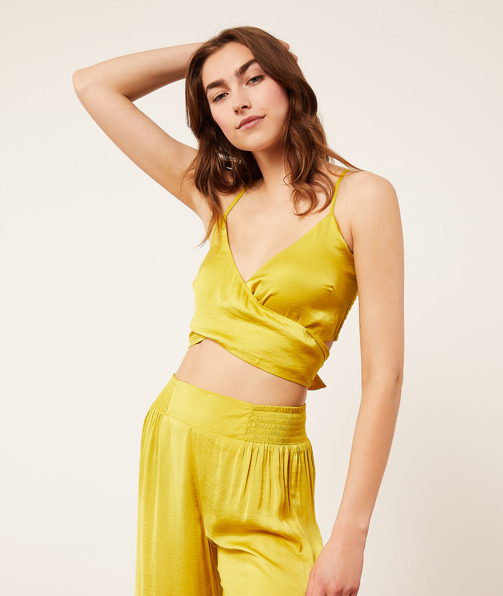 Brassière à bretelles multi-positions jaune vif.