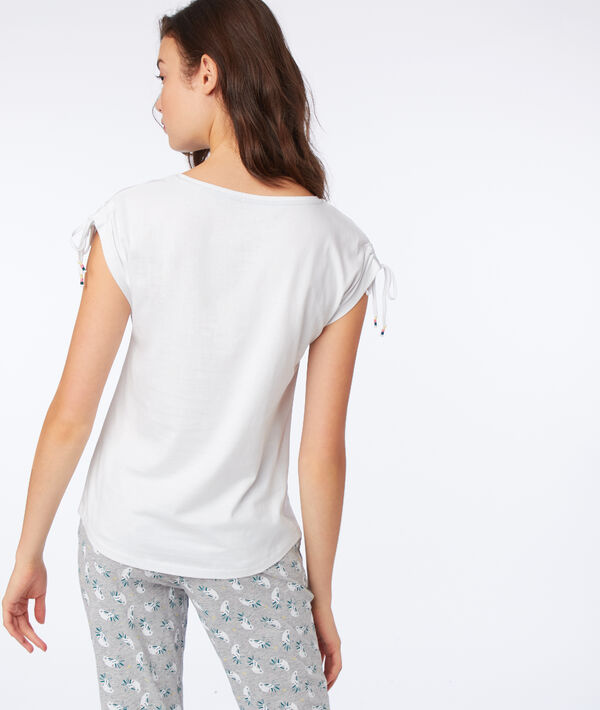 T-shirt imprimé en coton bio ecru.