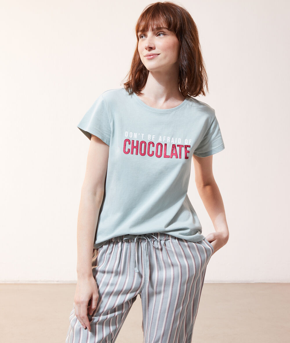 T-shirt "don't be afraid of chocolate" vert.