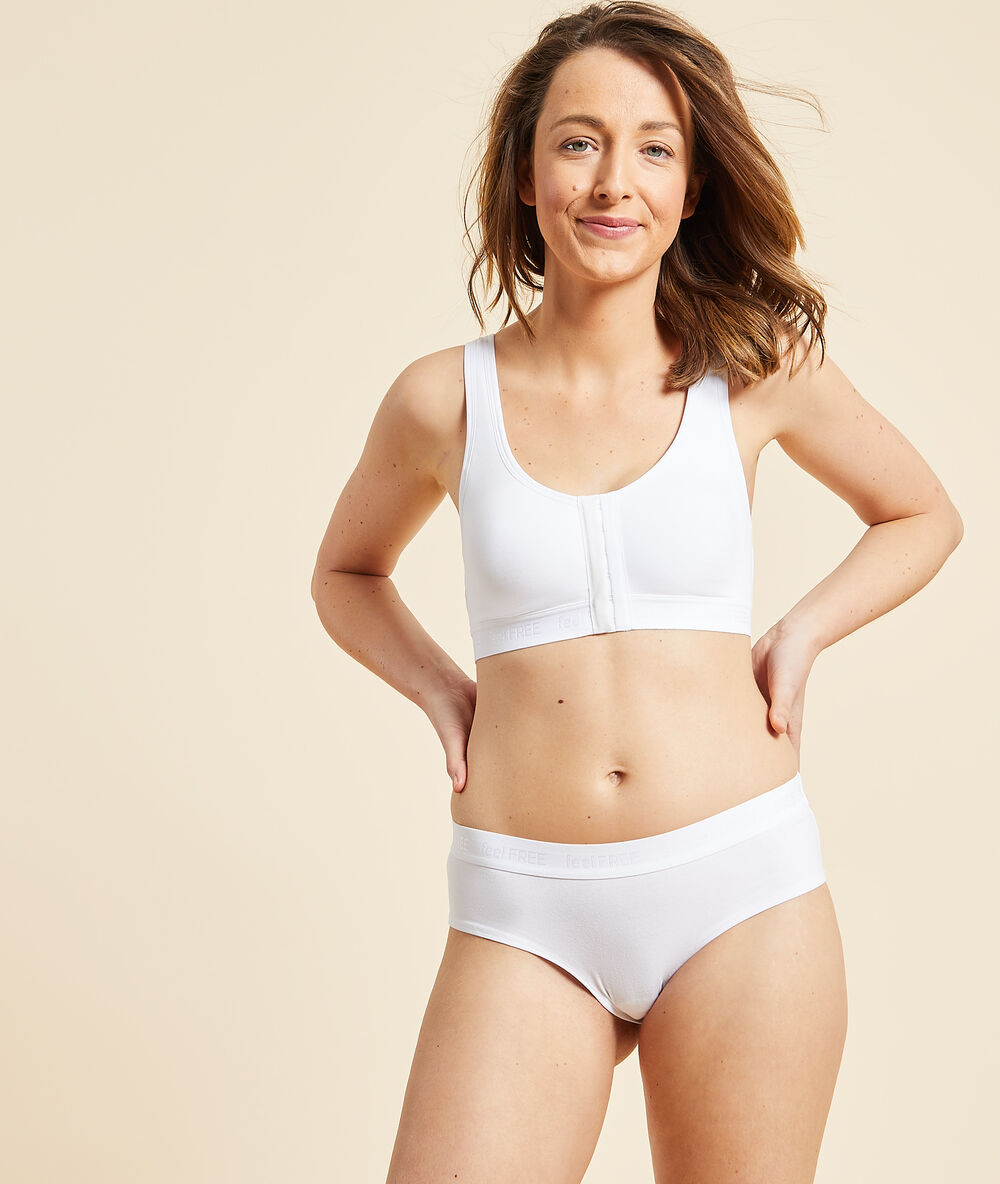 Brassière post-mastectomie sans armatures blanc.