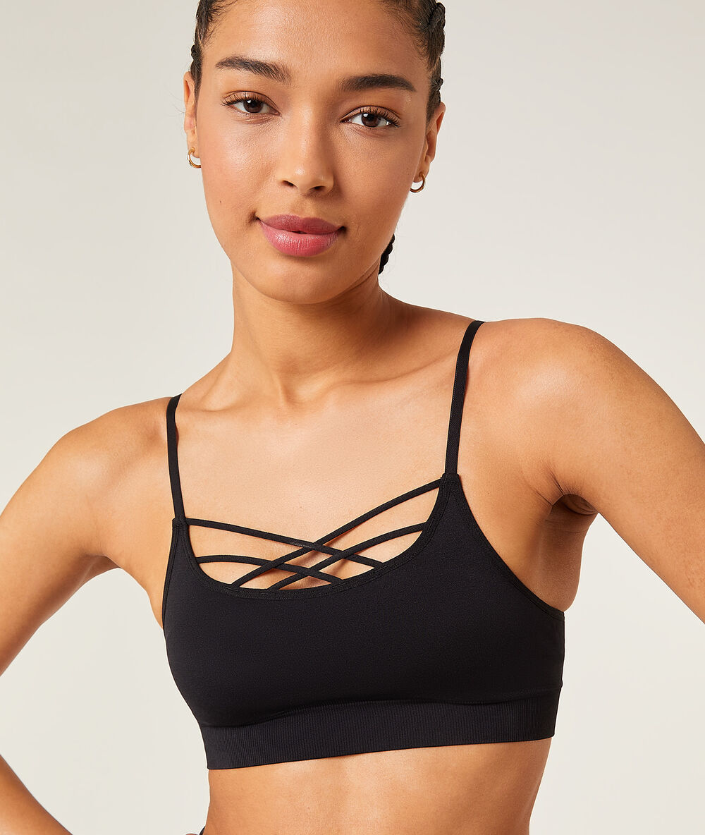 Brassière de yoga - maintien medium noir.