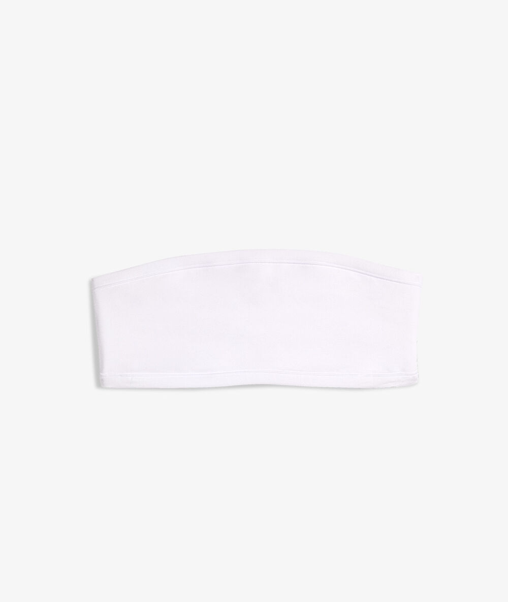 Bandeau sans armatures en coton bio extensible blanc.