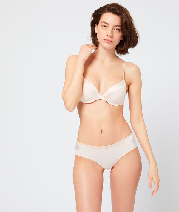 Shorty en microfibre rose poudre.