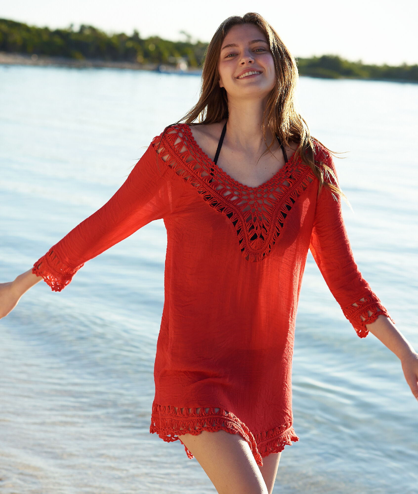 Tunique de plage FLORE ROUGE Etam