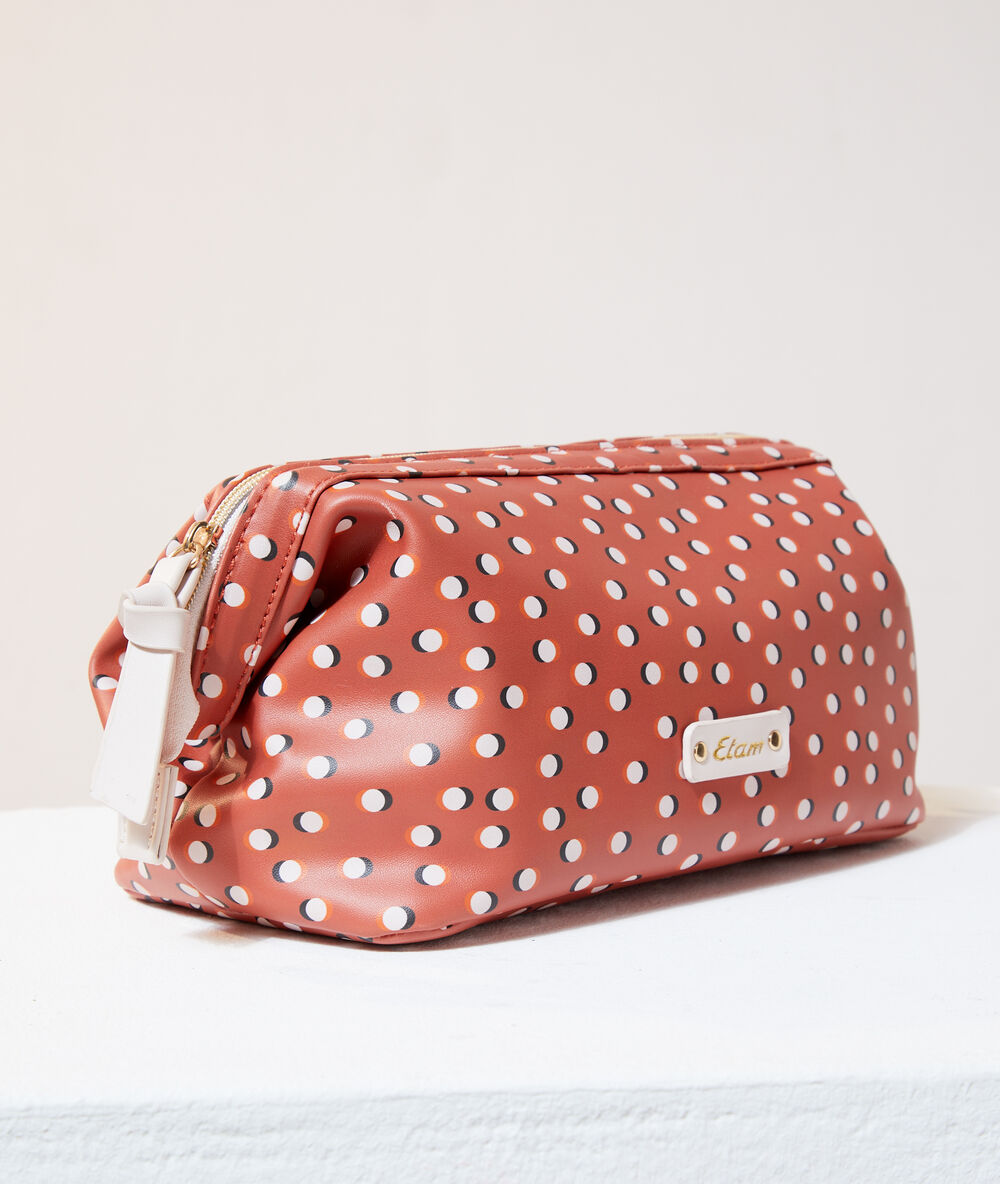 Trousse de toilette à pois anis.