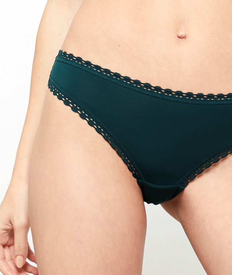 Slip avec dentelle vert sapin.