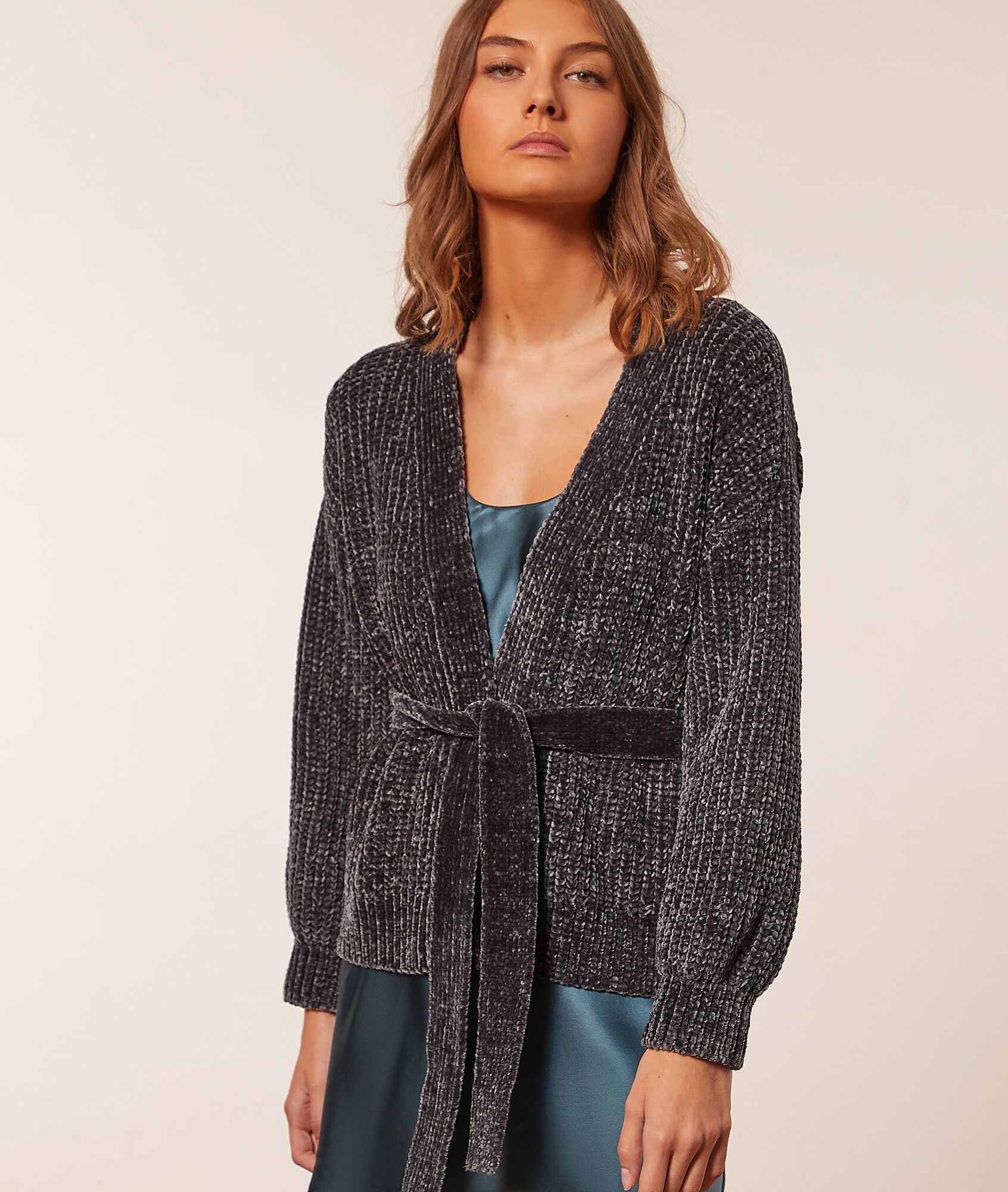Gilet en maille chenille - Chenille - S - Gris - Femme - Etam