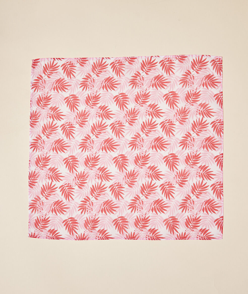 Foulard 68 x 68 cm imprimé fleuri rose.