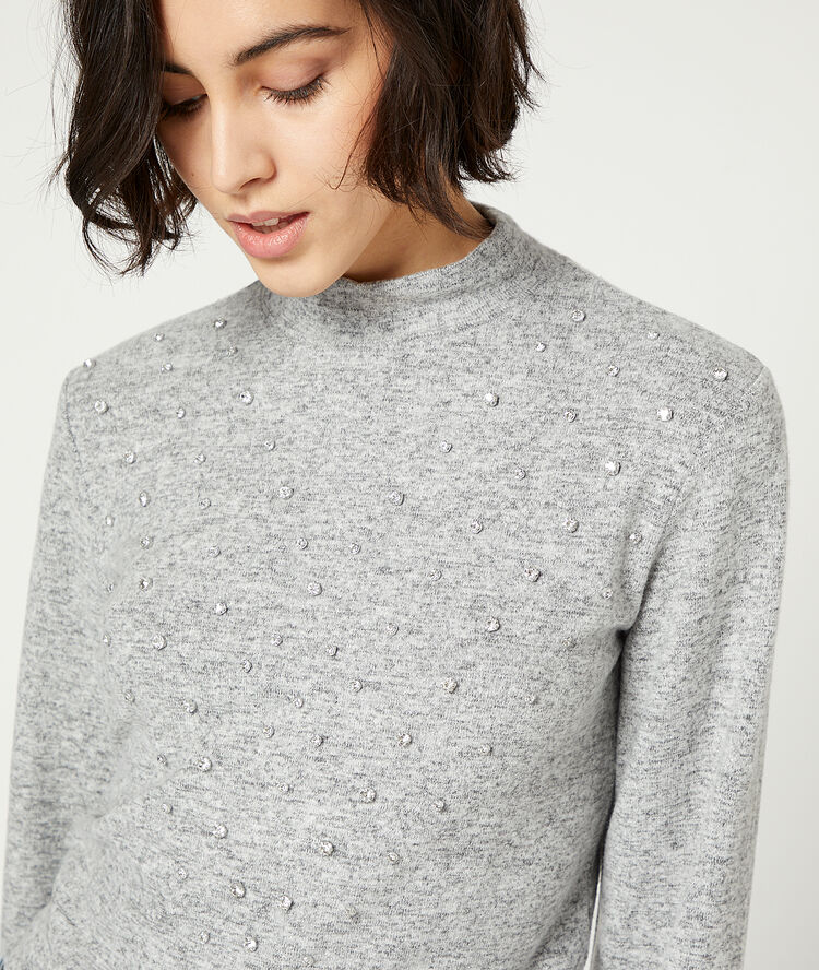 Top en maille à strass gris chine moyen.