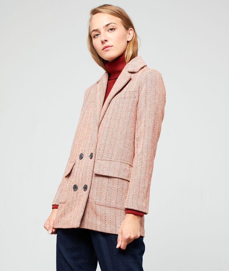 Veste de tailleur à chevrons rouille.
