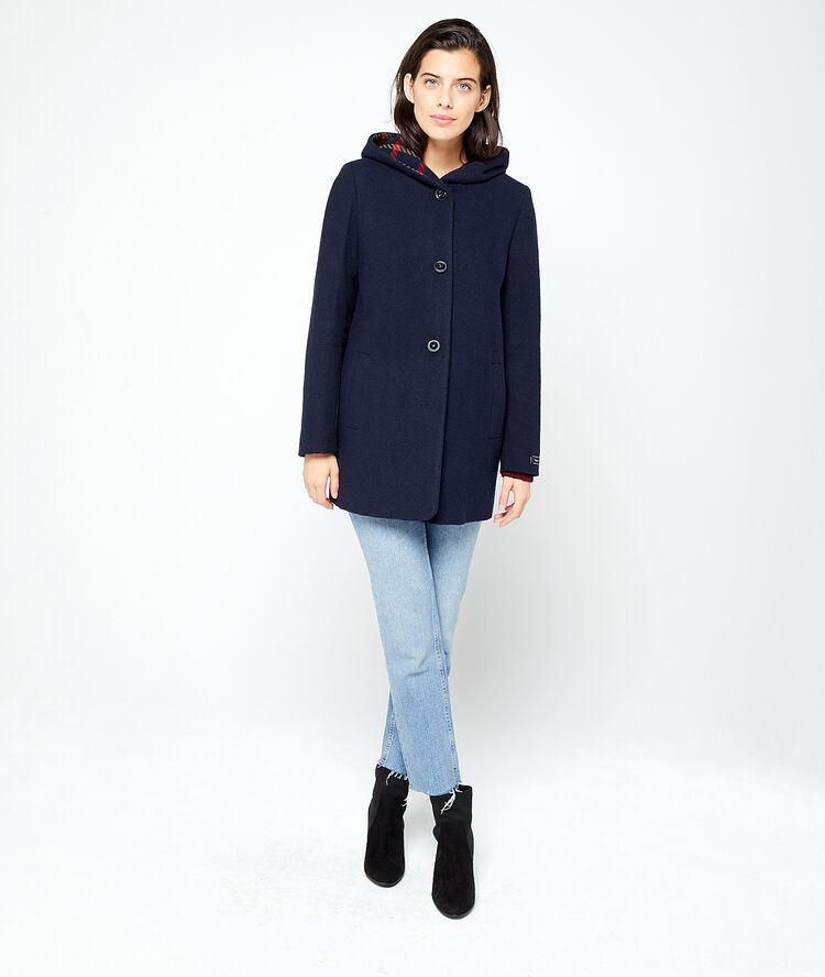 Manteau à capuche marine.