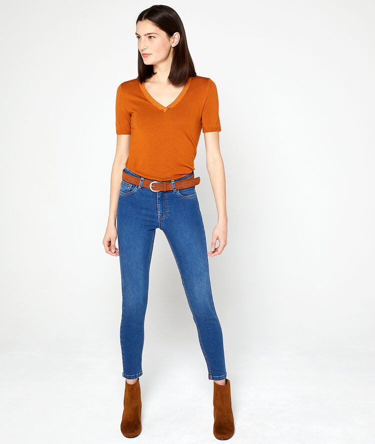 Pull manches courtes en maille fine savane.