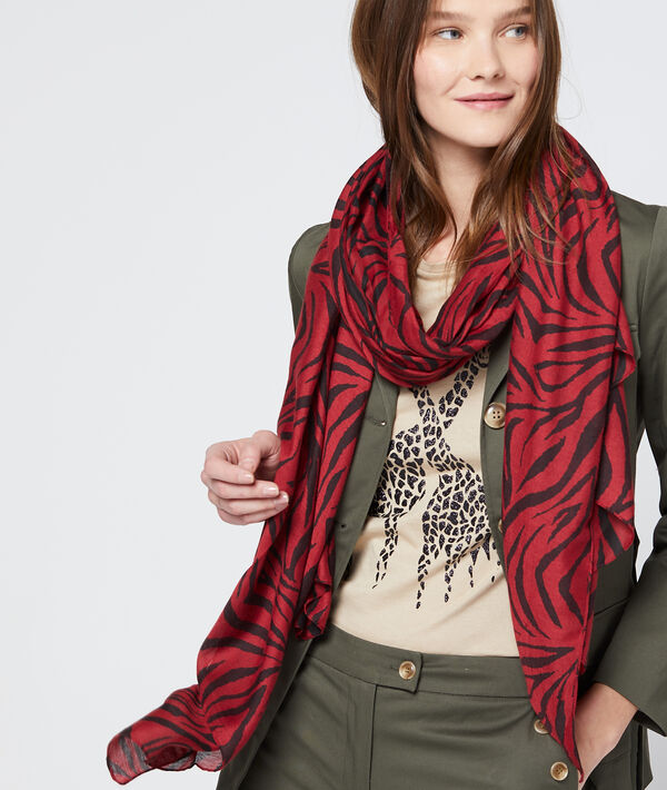 Foulard à imprimé zèbre - ZEBRA - TU - Rouge - Femme - Etam