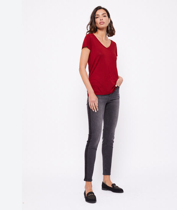 T-shirt col v sienne.