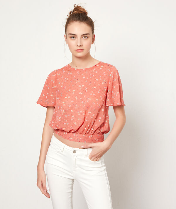 Blouse à fleurs et plumetis Blouse à fleurs et plumetis