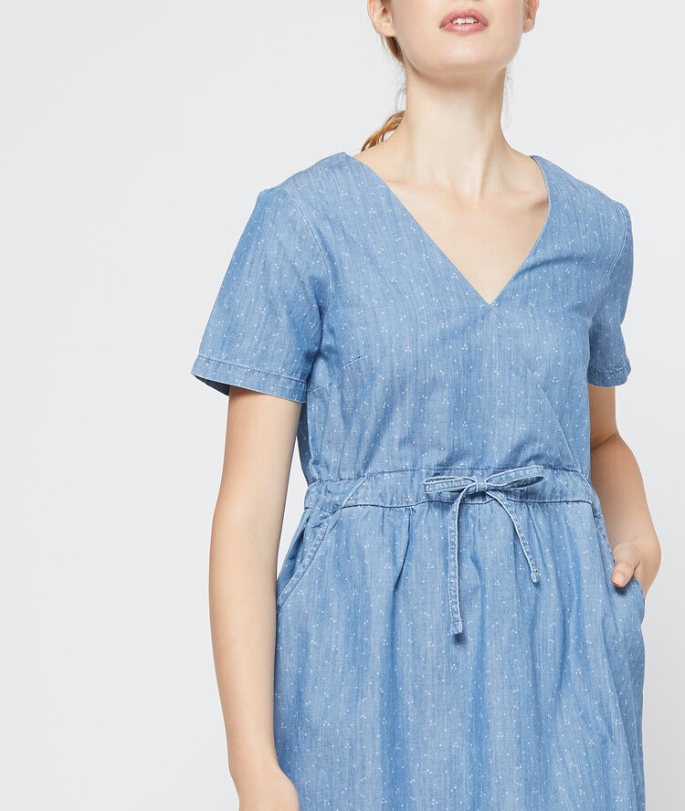 Robe cache-coeur à pois bleach.