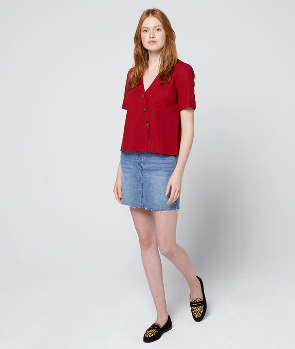 Blouse courte boutonnage asymétrique Blouse courte boutonnage asymétrique