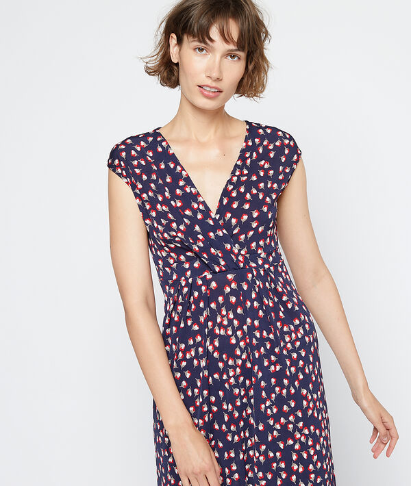 Robe à motifs fleurs marine.