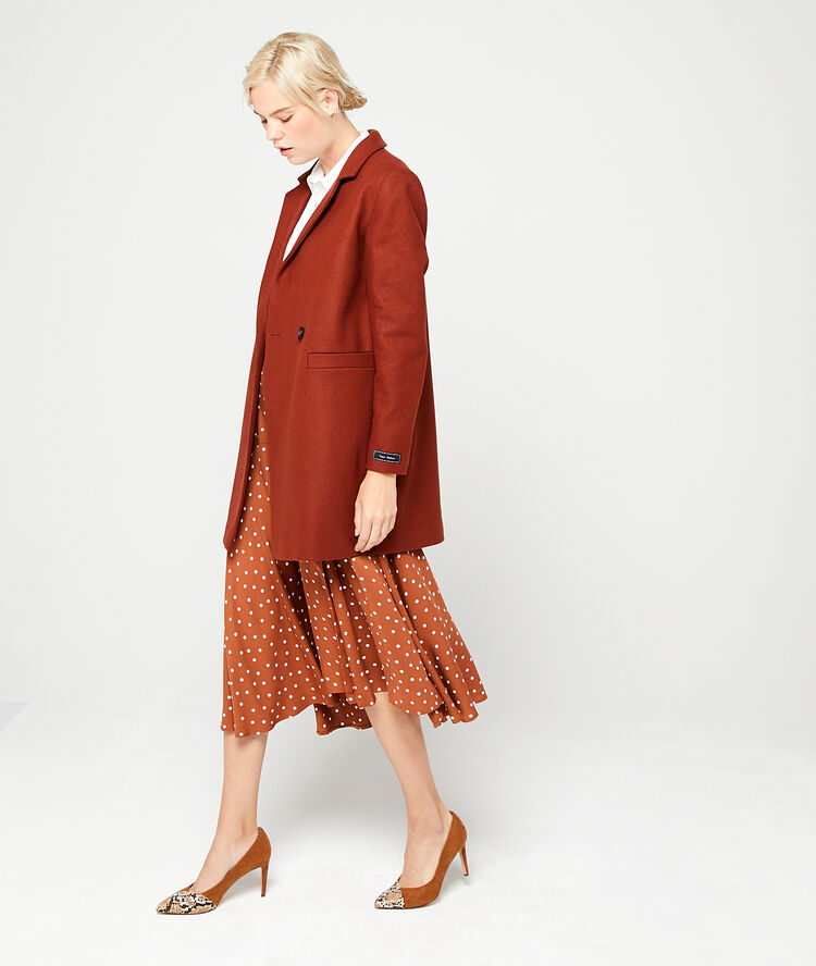 Manteau masculin en laine mélangée rouille.