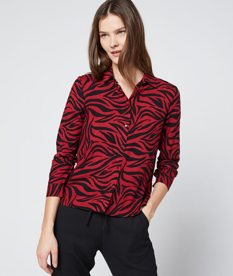 Chemise à imprimé zèbre sienne.