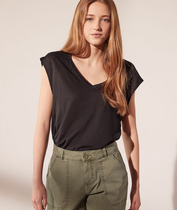 T-shirt col V en lin T-shirt col V en lin