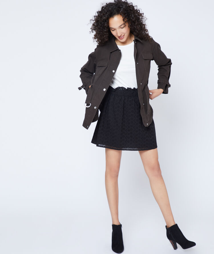 Parka ceinturée bronze.